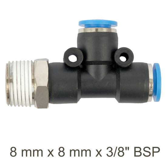 Pu Hose Fitting Tee 8mm X 8mm X 3/8"m
